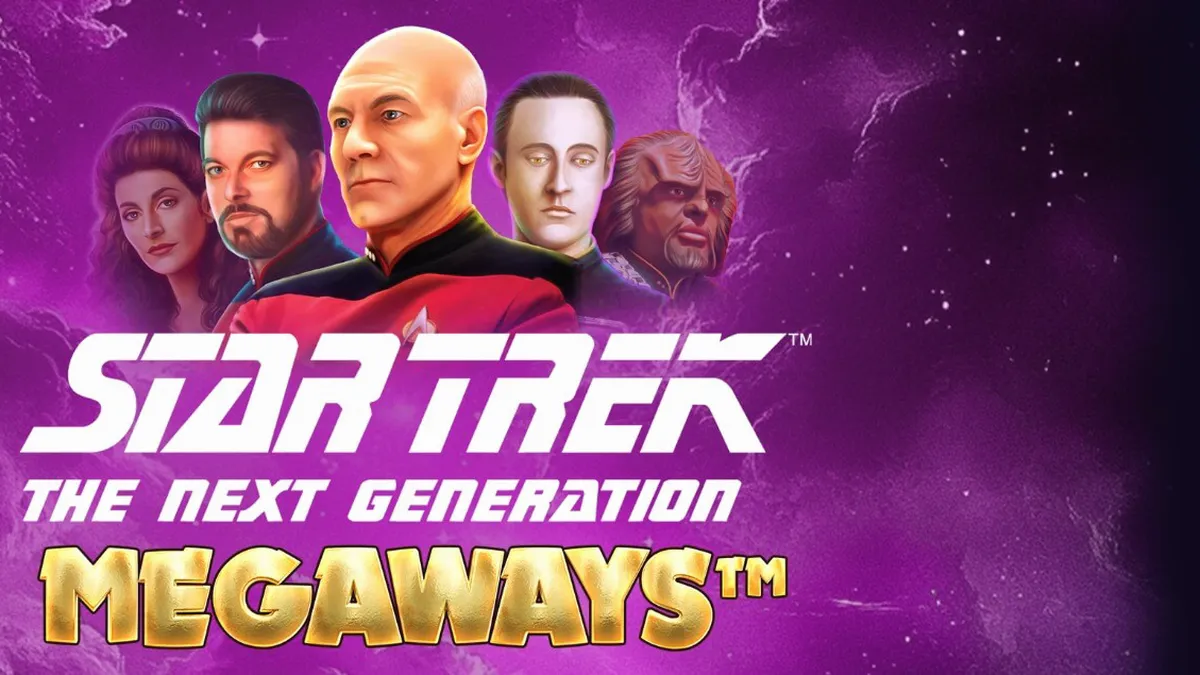 Interface do jogo Star Trek: The Next Generation Megaways com a ponte da Enterprise